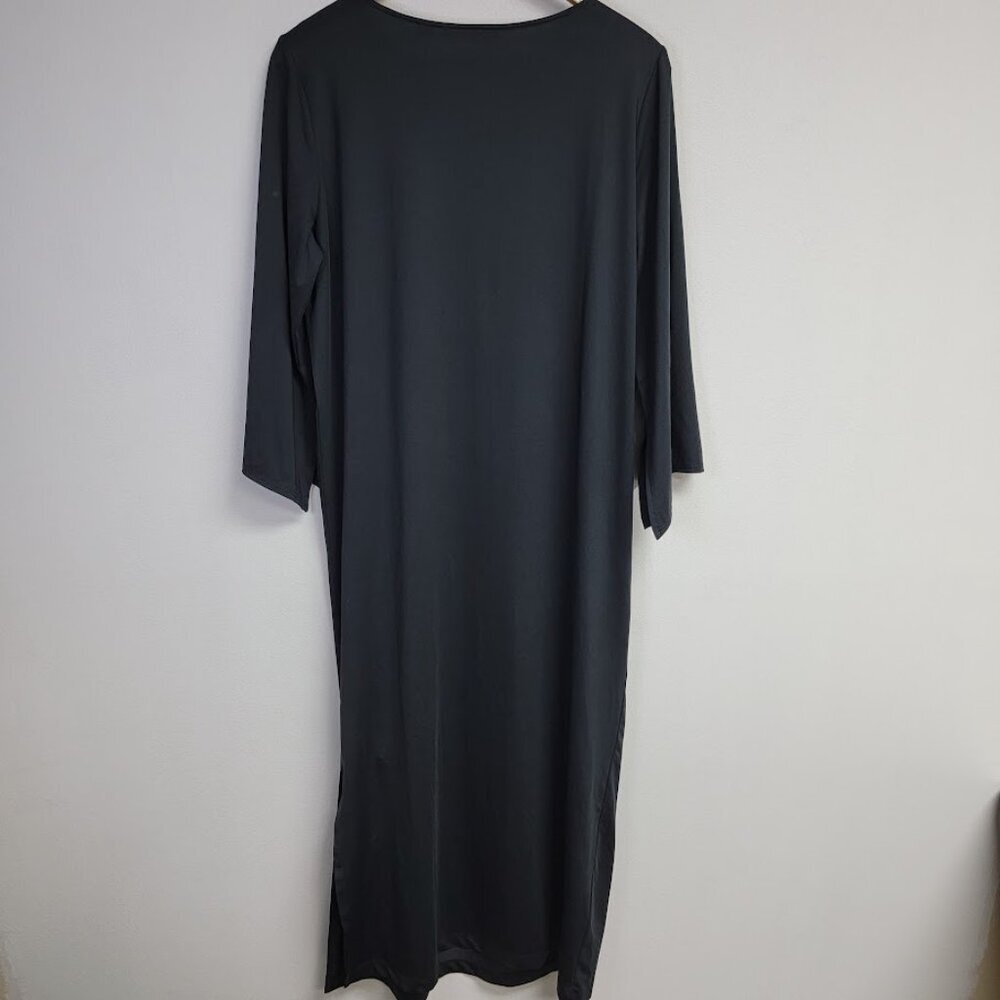 Bob Mackie Wearable Art Black Maxi Dress Size S Embroidery 3/4 Sleeve Whimsigoth - Picture 5 of 13
